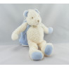 Doudou ours blanc bleu SUCRE D'ORGE