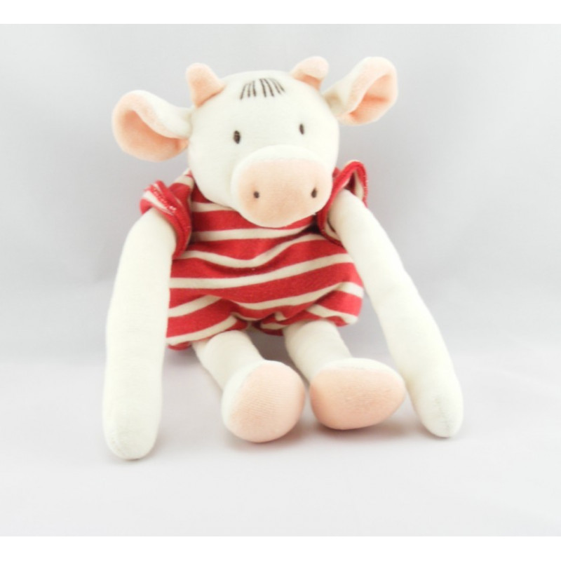 Doudou Vache Boule rayé rose Nounours