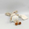 DOUDOU LAPIN BLANC BEIGE GRIS ÉTOILE