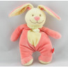 Doudou lapin rose foulard vert TEX  30 cm
