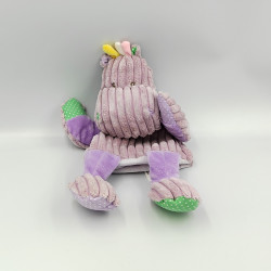 DOUDOU PLAT MARIONNETTE CÔTELÉES HIPPOPOTAME MAUVE BABY NAT