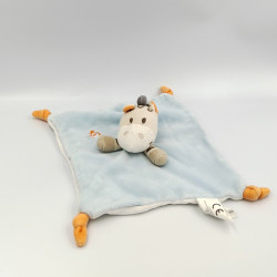 Doudou plat ane zébre bleu oiseau brodé CREATIVTOYS KIABI