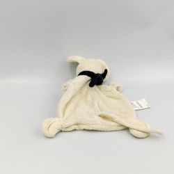 Doudou plat souris blanche foulard bleu marine BABY CLUB