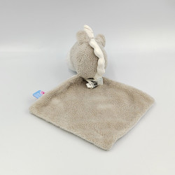 Doudou plat licorne gris beige blanc chateau SUCRE D'ORGE
