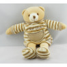 Doudou Ours beige en tenue et bonnet blanc Doudou et Compagnie