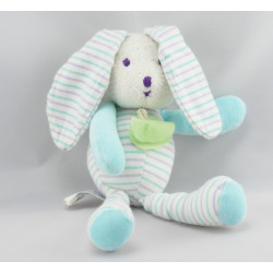 Doudou lapin blanc short rouge pull rayé kaki OBAIBI