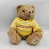 Peluche ours beige pull laine jaune rayé blanc GIORGIO BEVERLY HILLS 2002