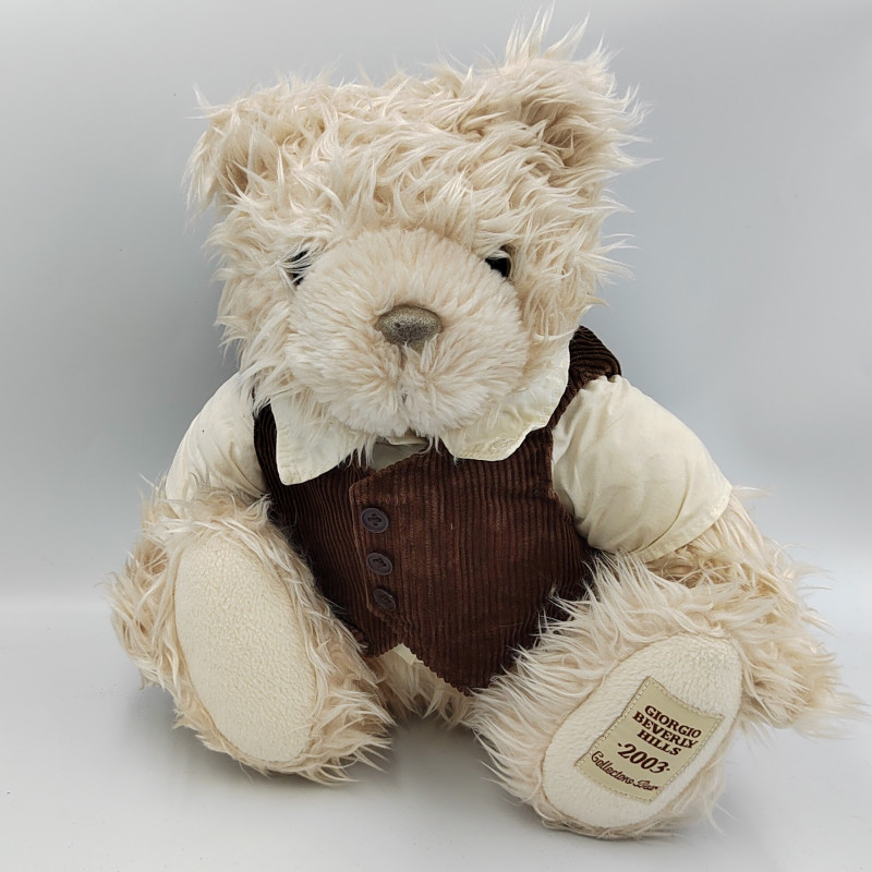 Peluche ours beige chemise gilet marron GIORGIO BEVERLY HILLS 2003