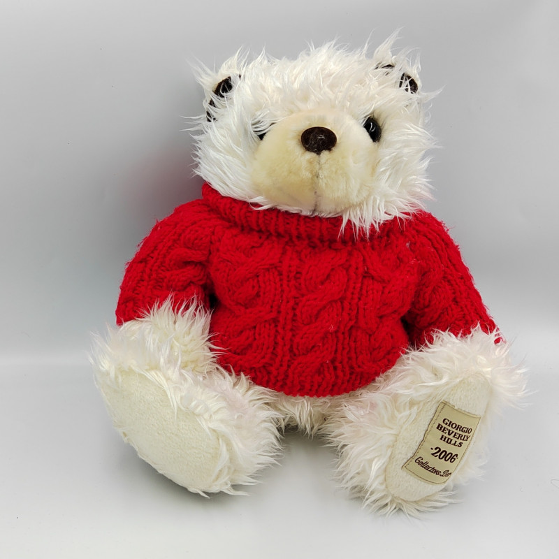 Peluche ours blanc pull laine rouge GIORGIO BEVERLY HILLS 2006