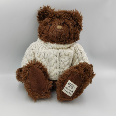 Peluche ours marron pull laine blanc GIORGIO BEVERLY HILLS 20 Anniversary