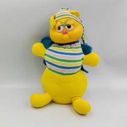 Ancienne peluche doudou Luciole papillon jaune bleu vert AJENA