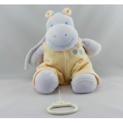 Doudou hippopotame mauve salopette jaune JOLLYBABY