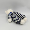 Doudou ours blanc carreaux bleu NOUNOURS