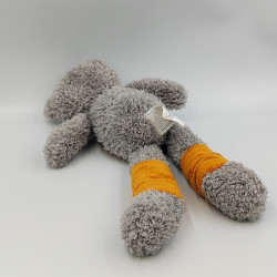 Doudou ours gris orange marron rayé TCF TOUT COMPTE FAIT