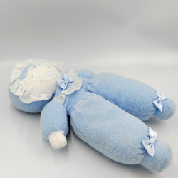 Ancien doudou poupée chiffon bleu blanc JEMINI