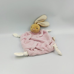 Doudou plat lapin plume rose KALOO