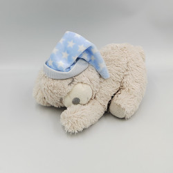 Doudou ours beige bleu blanc étoiles INTERBABY