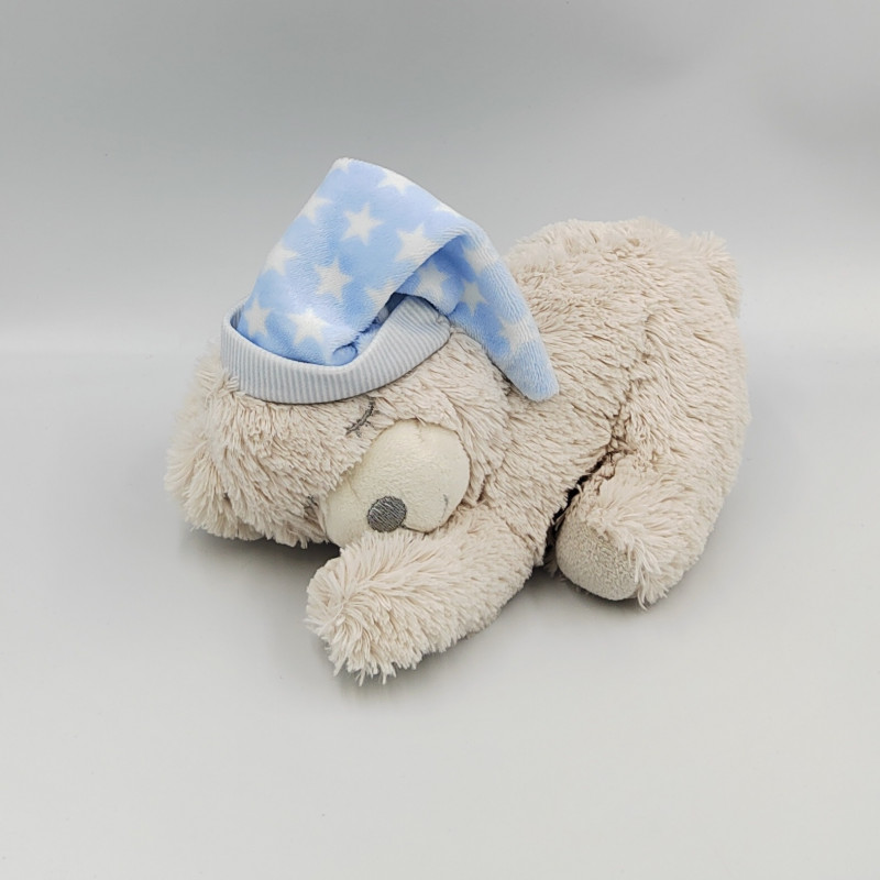 Doudou ours beige bleu blanc étoiles INTERBABY