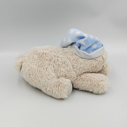 Doudou ours beige bleu blanc étoiles INTERBABY