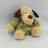Doudou Chien beige marron vert Nicotoy