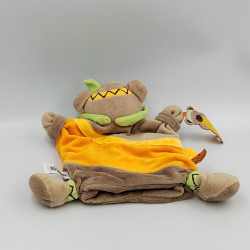 Doudou et compagnie marionnette ours marron orange vert indien