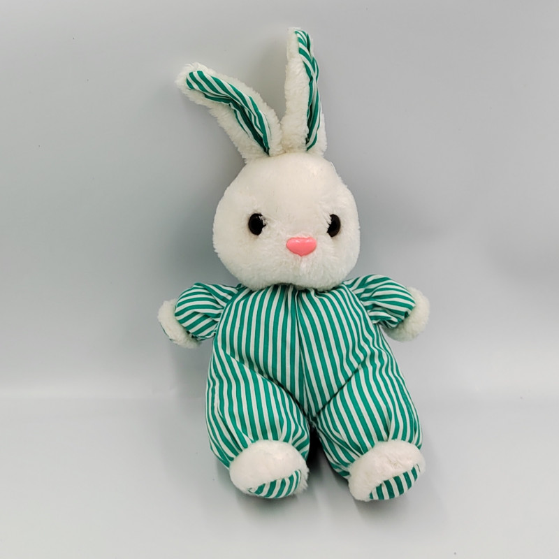 Doudou lapin blanc vert rayé YVES ROCHER