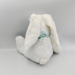 Doudou peluche lapin blanc foulard bleu etoiles CYRILLUS