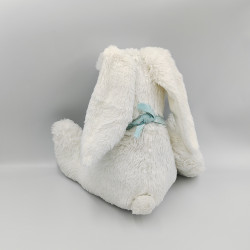 Doudou peluche lapin blanc foulard bleu etoiles CYRILLUS