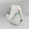 Doudou peluche lapin blanc foulard bleu etoiles CYRILLUS