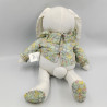 Doudou lapin blanc fleurs BON TON