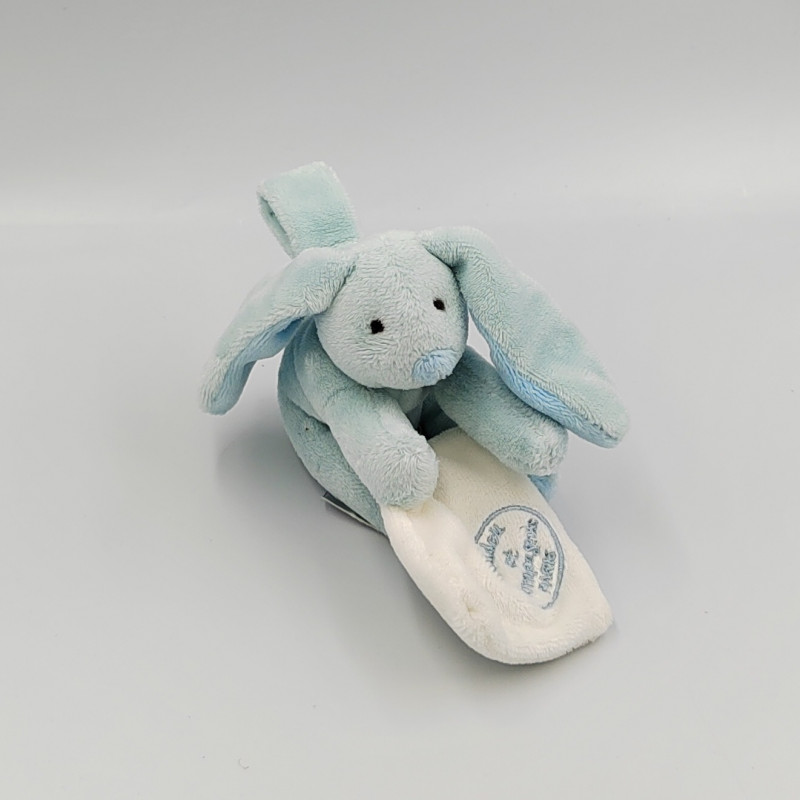 DOUDOU ET COMPAGNIE ATTACHE TÉTINE LAPIN BLEU AVEC MOUCHOIR