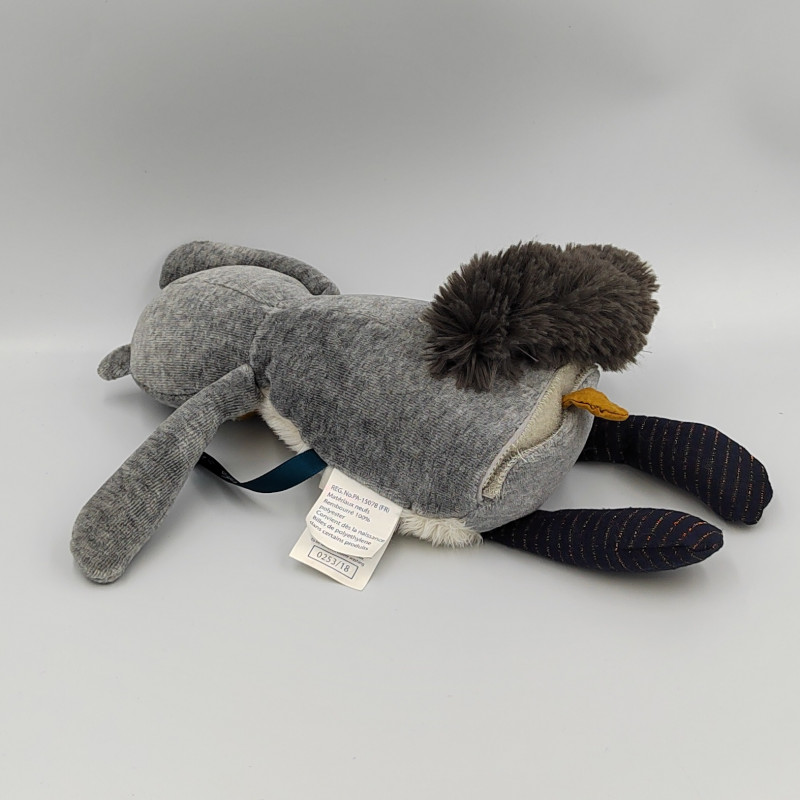 Doudou musical chat gris Alphonse Les Moustaches MOULIN ROTY