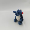 Mini doudou dragon bleu blanc gris rouge étoiles Victor