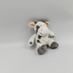 Mini doudou Vache blanche taches grises Nicotoy