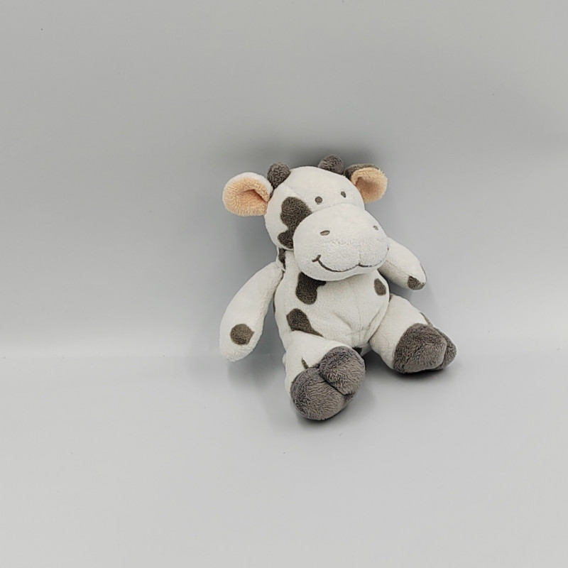 Mini doudou Vache blanche taches grises Nicotoy