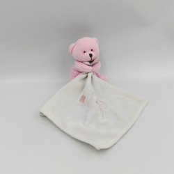 Doudou ours rose clair mouchoir fleurs Baby nat