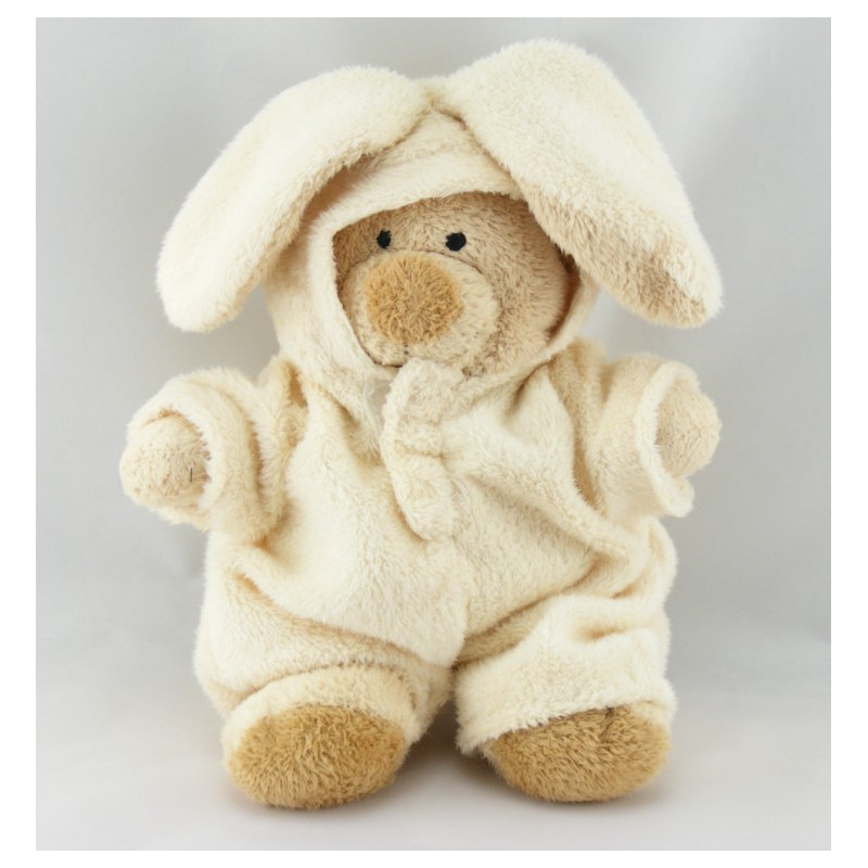 Doudou ours déguisé en lapin ecru NICOTOY
