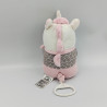 Doudou musical licorne blanc rose gris jaune MOTS D'ENFANTS