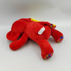 Doudou éléphant rouge jaune mouchoir PO BOX