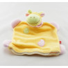 Doudou plat vache girafe jaune rose TEX LOT DE 2