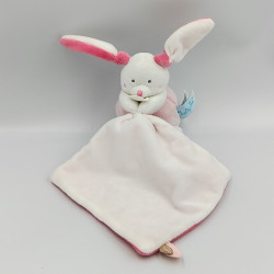 Doudou lapin rose blanc mouchoir Les Toudoux BABY NAT