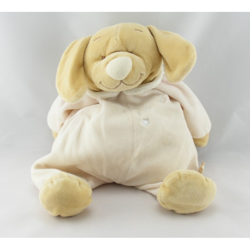 Doudou chien pyjama jaune col blanc NOUKIE'S