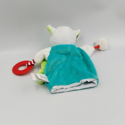 Doudou et compagnie marionnette eveil mouton blanc bleu vert rouge Magic