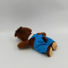 Doudou peluche ours brun salopette bleu CHOCOS KELLOGG'S