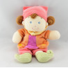 Doudou musical lutin fille arlequin rose orange NICOTOY