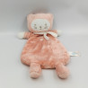 Doudou plat ours chat rose orange blanc TEX