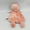Doudou plat ours chat rose orange blanc TEX