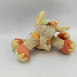 Doudou musical éléphant beige orange rouge DOUKIDOU