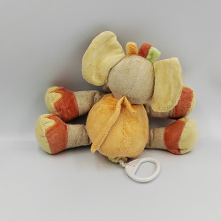 Doudou musical éléphant beige orange rouge DOUKIDOU