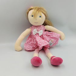 Doudou et compagnie poupée rose pois LES DEMOISELLES Cheveux longs Amélie
